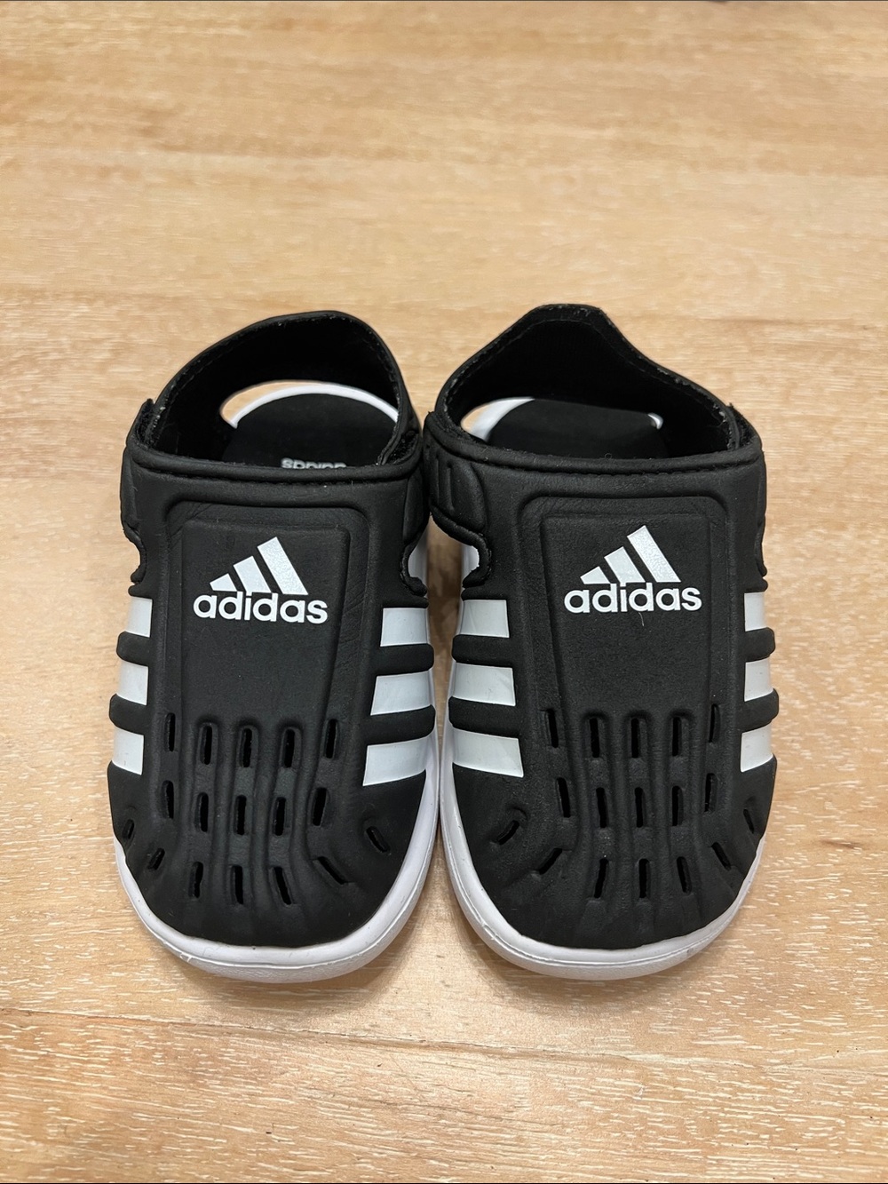 adidas Kids Black and White Water Slide Shoes